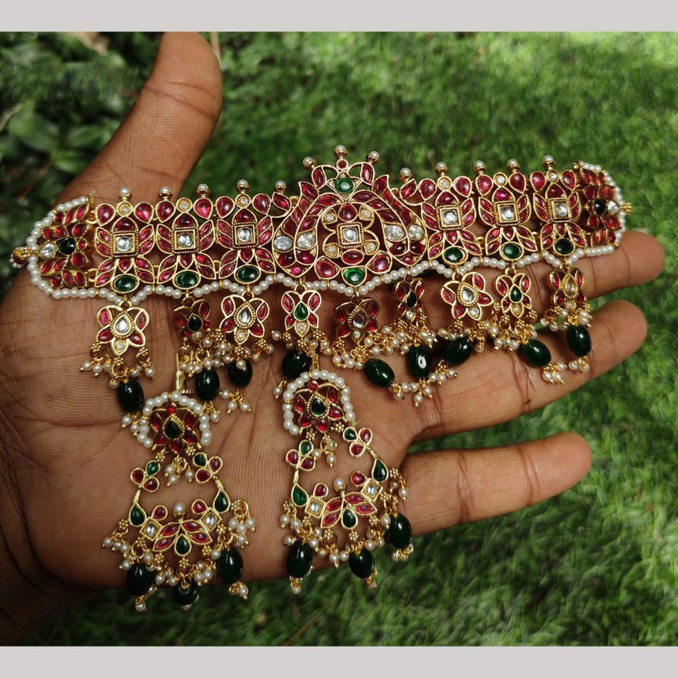 Kundan Choker Necklace in Gold Plated for Occasion | Bridal Jewellery India