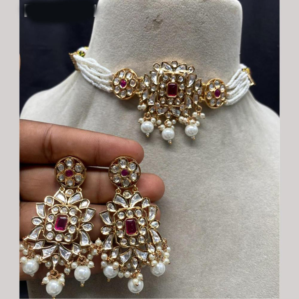 Kundan Choker Necklace in Gold Plated for Occasion | Bridal Jewellery India
