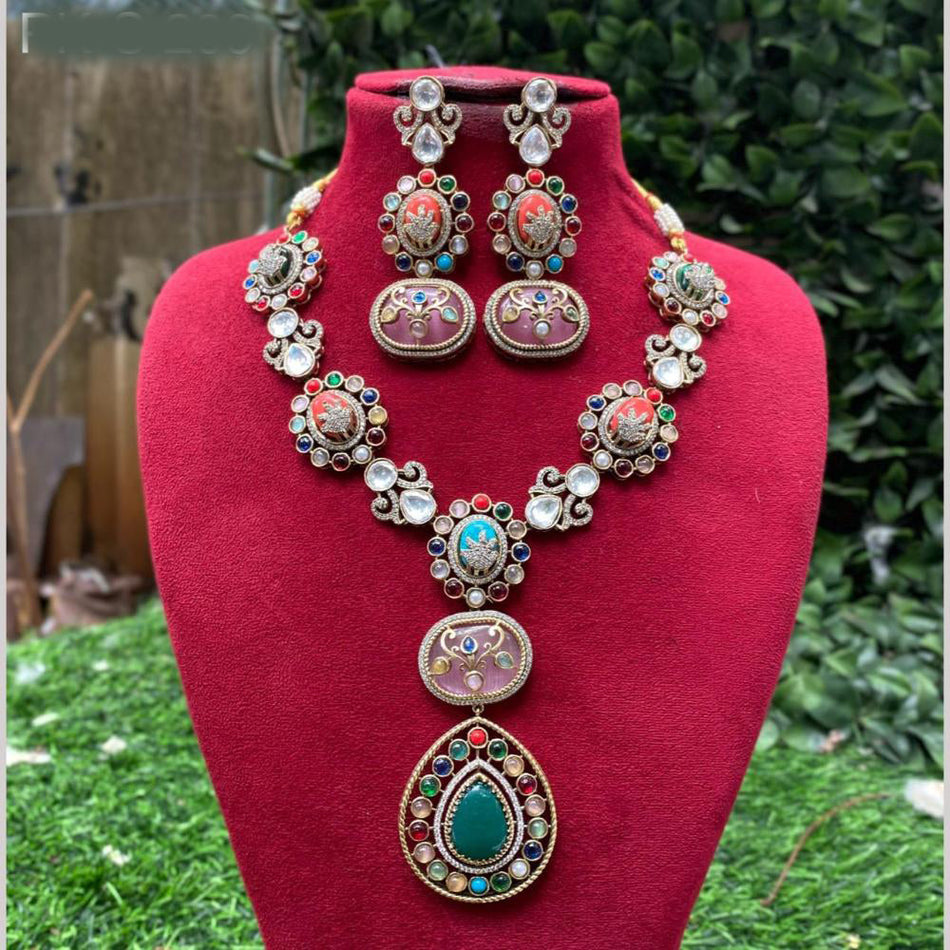 Gold Plated Pota Necklace with Austrian Stone | Bridal Jewellery India