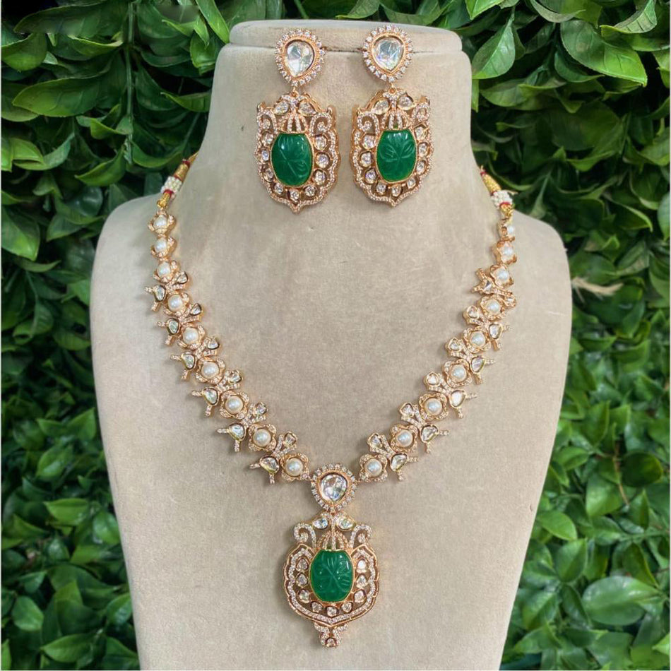 Kundan Necklace in Gold Plated with Austrian Stones | Bridal Jewellery India