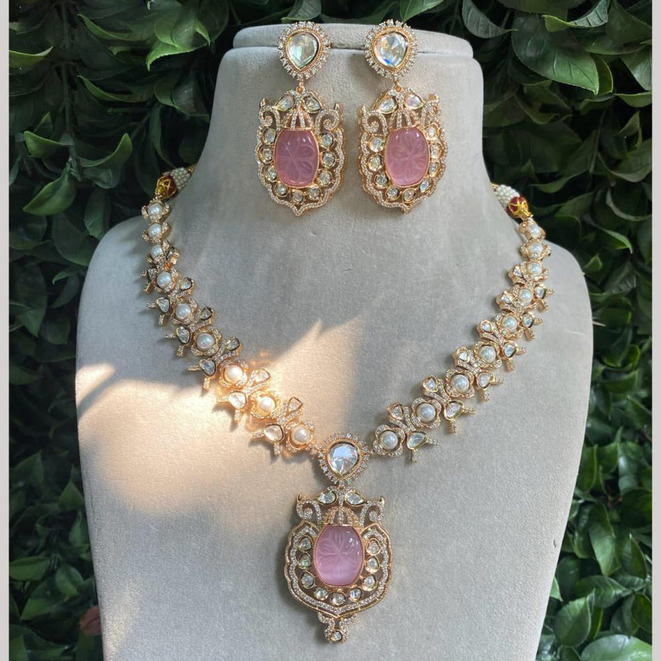 Kundan Necklace in Gold Plated with Austrian Stones | Bridal Jewellery India