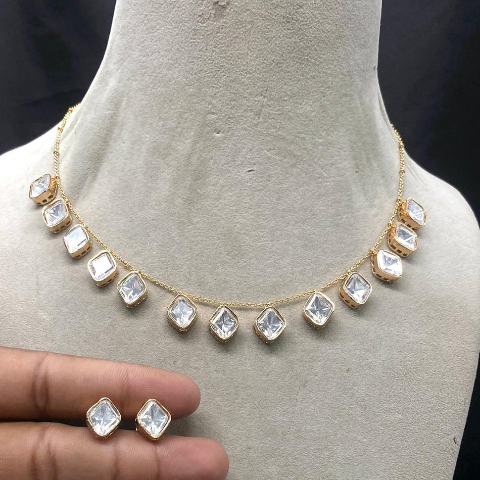Gold Plated Kundan Necklace Set for Bridal | Bridal Jewellery India