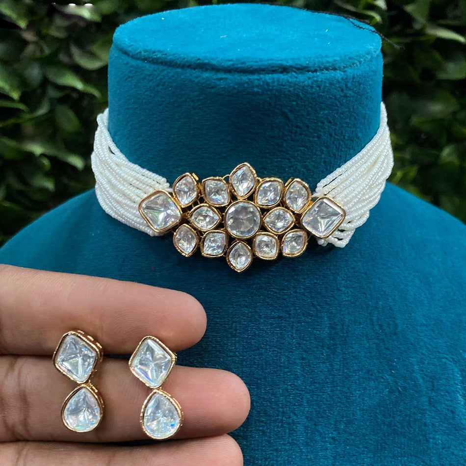 Kundan Choker Necklace in Gold Plated | Bridal Jewellery India
