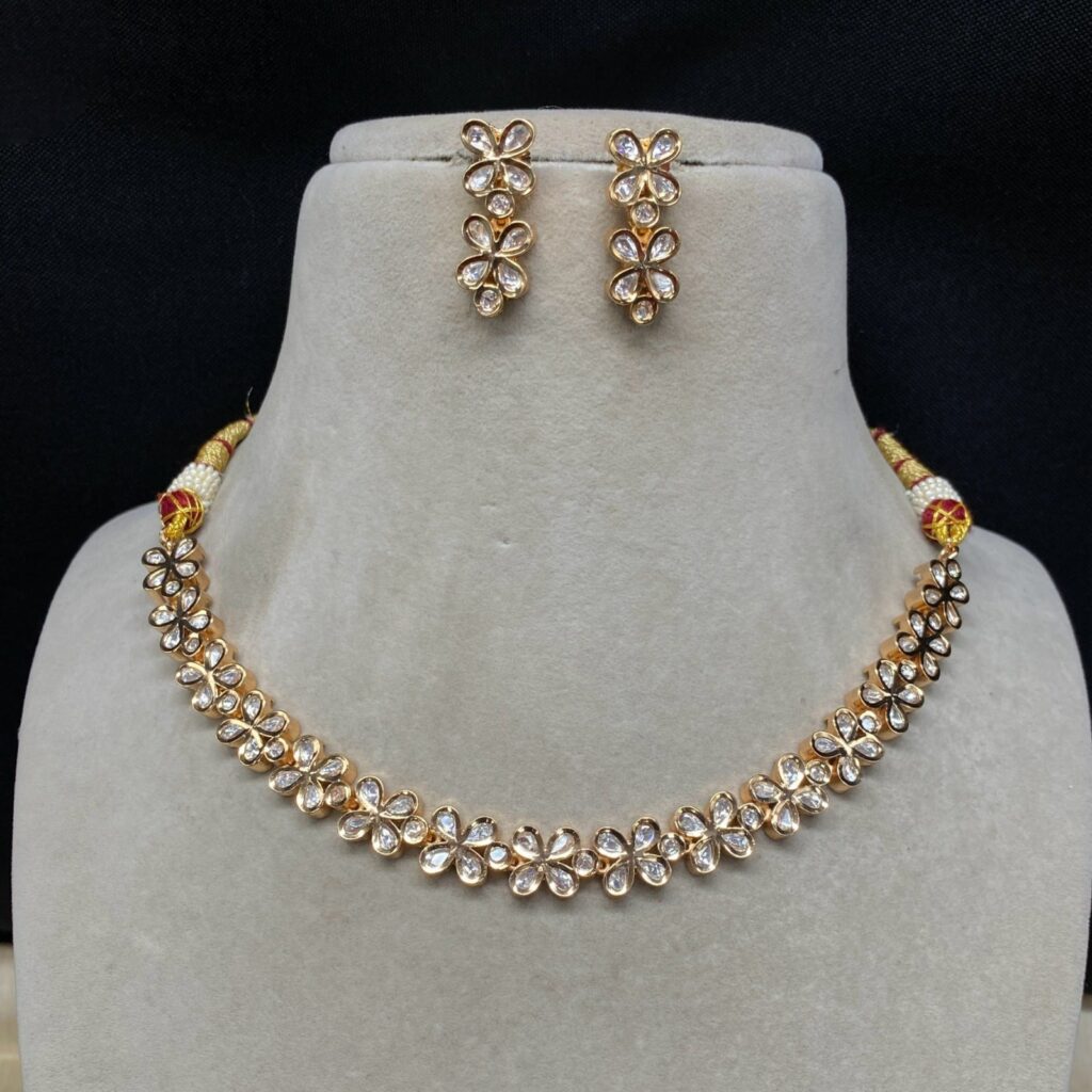Gold Plated Kundan Necklace Set | Bridal Jewellery India