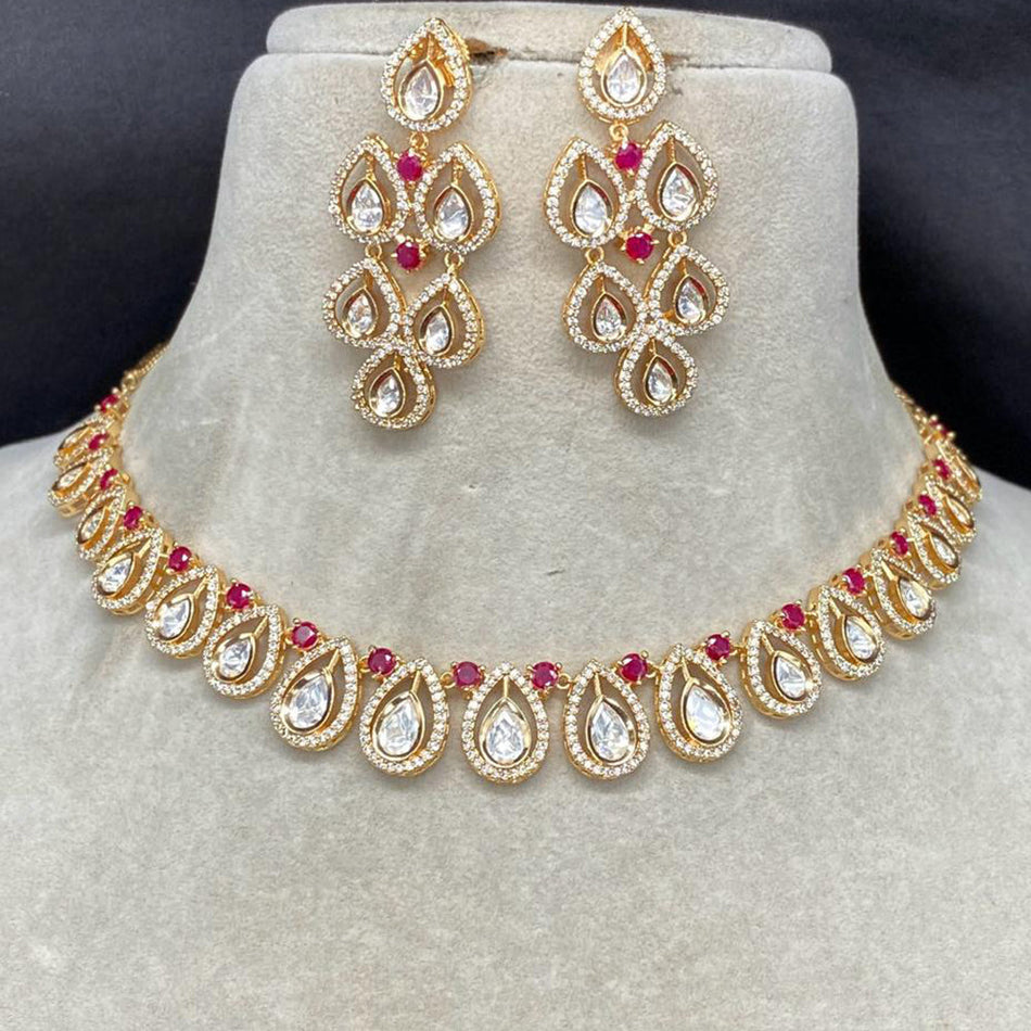 Gold Plated Kundan Necklace Set for Bridal Wear | Bridal Jewellery India