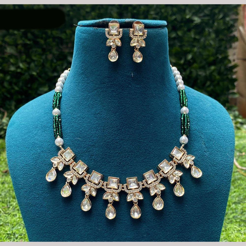 Polki Kundan Necklace in Oxidised Silver | Bridal Jewellery India