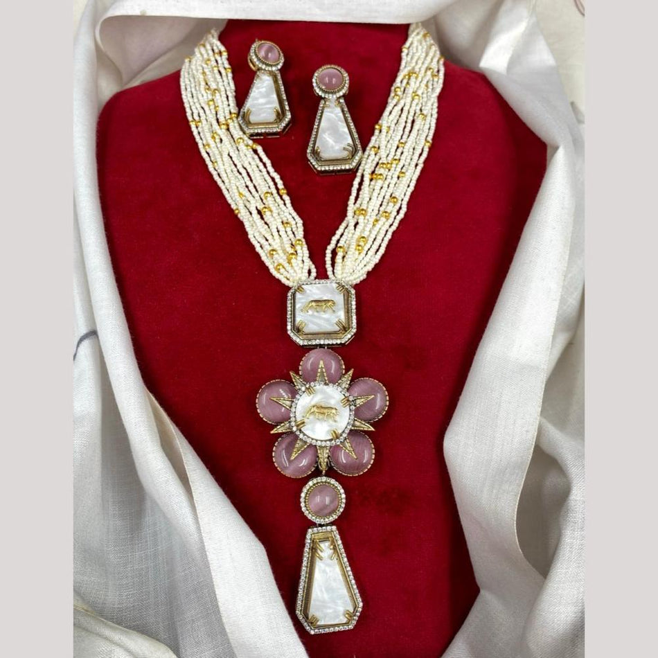 Divine Shine 18K Gold Plated Necklace with Pearls | Bridal Jewellery India