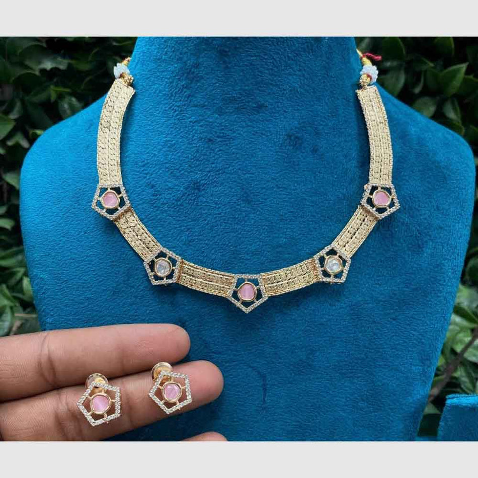 Kundan Choker Necklace in White Gold Plated | Bridal Jewellery India