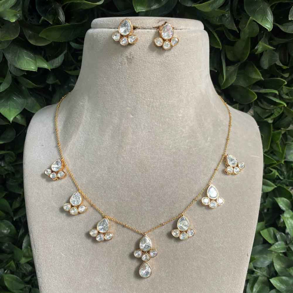 Crystal Necklace in Oxidised Silver | Bridal Jewellery India