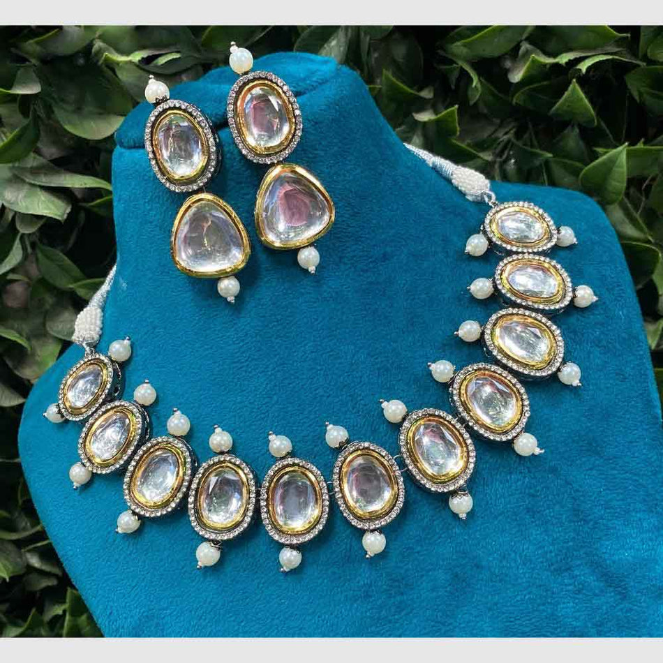 Kundan Choker Necklace in Gold Plated with Polki Diamonds | Bridal Jewellery India