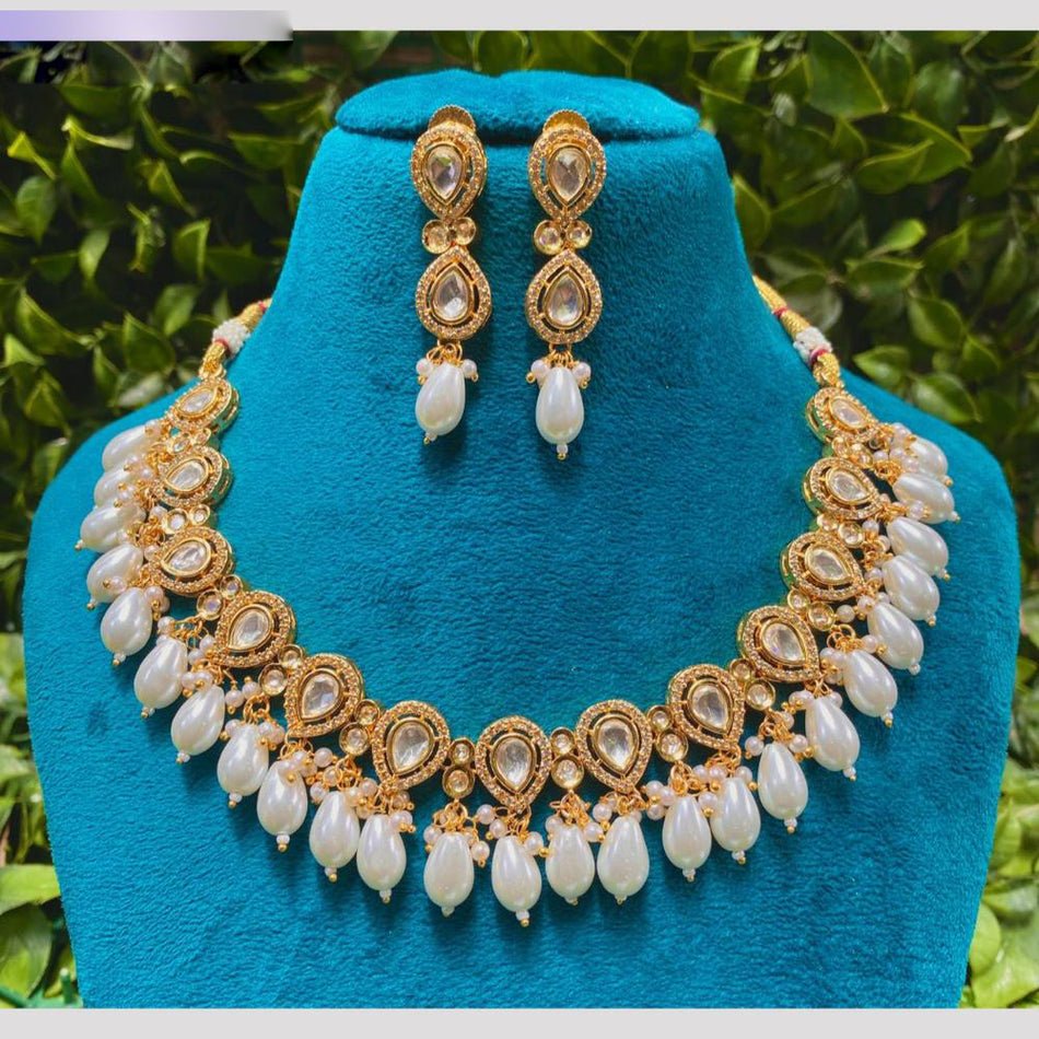 Crystal Stone Necklace in Oxidised Silver | Bridal Jewellery India
