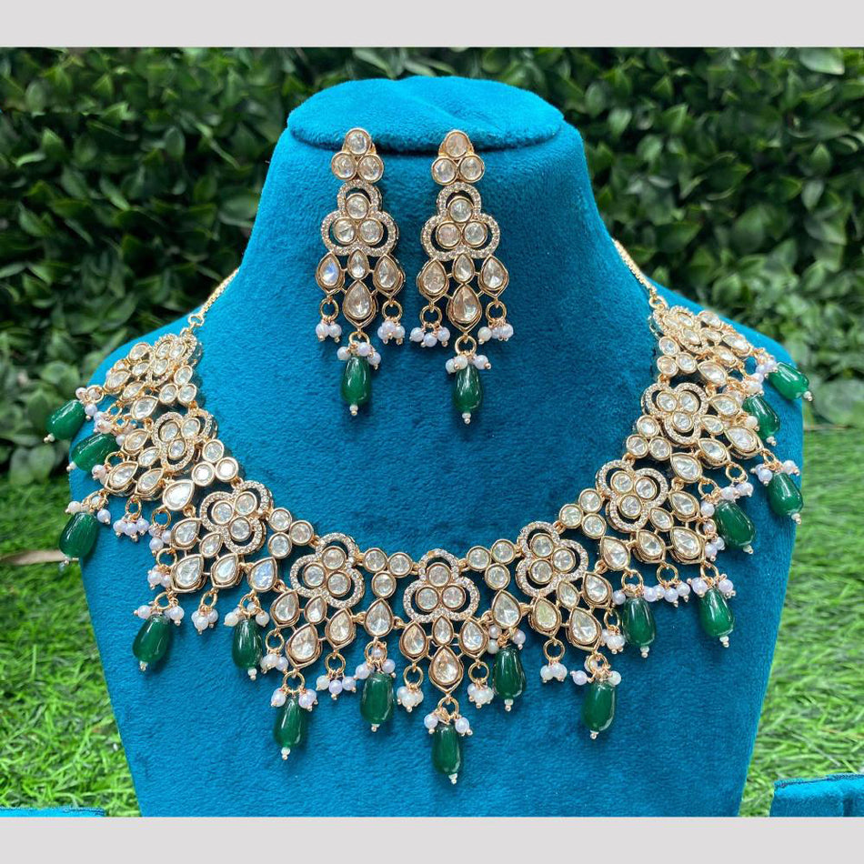 Kundan Choker Necklace in Gold Plated with Polki | Bridal Jewellery India