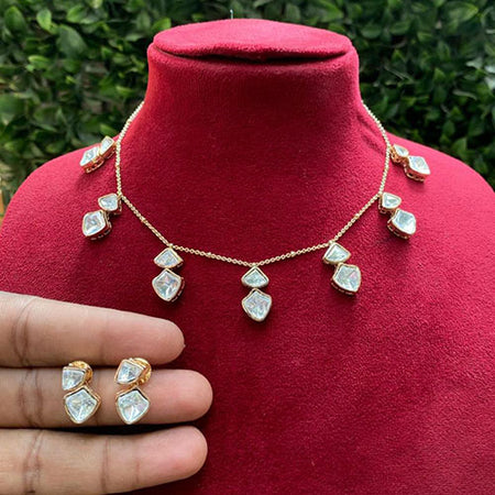 Kundan Drop Necklace in Gold Plated | Bridal Jewellery India