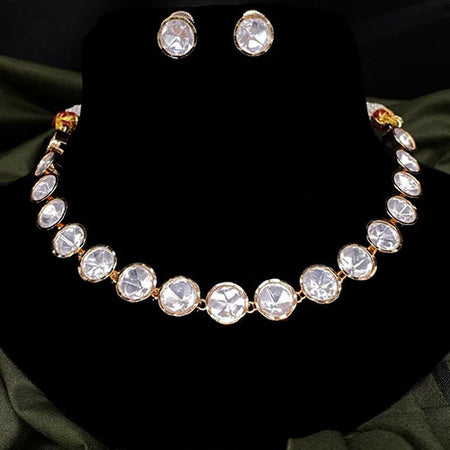 Kundan Necklace in Gold Plated with Polki Stones | Bridal Jewellery India