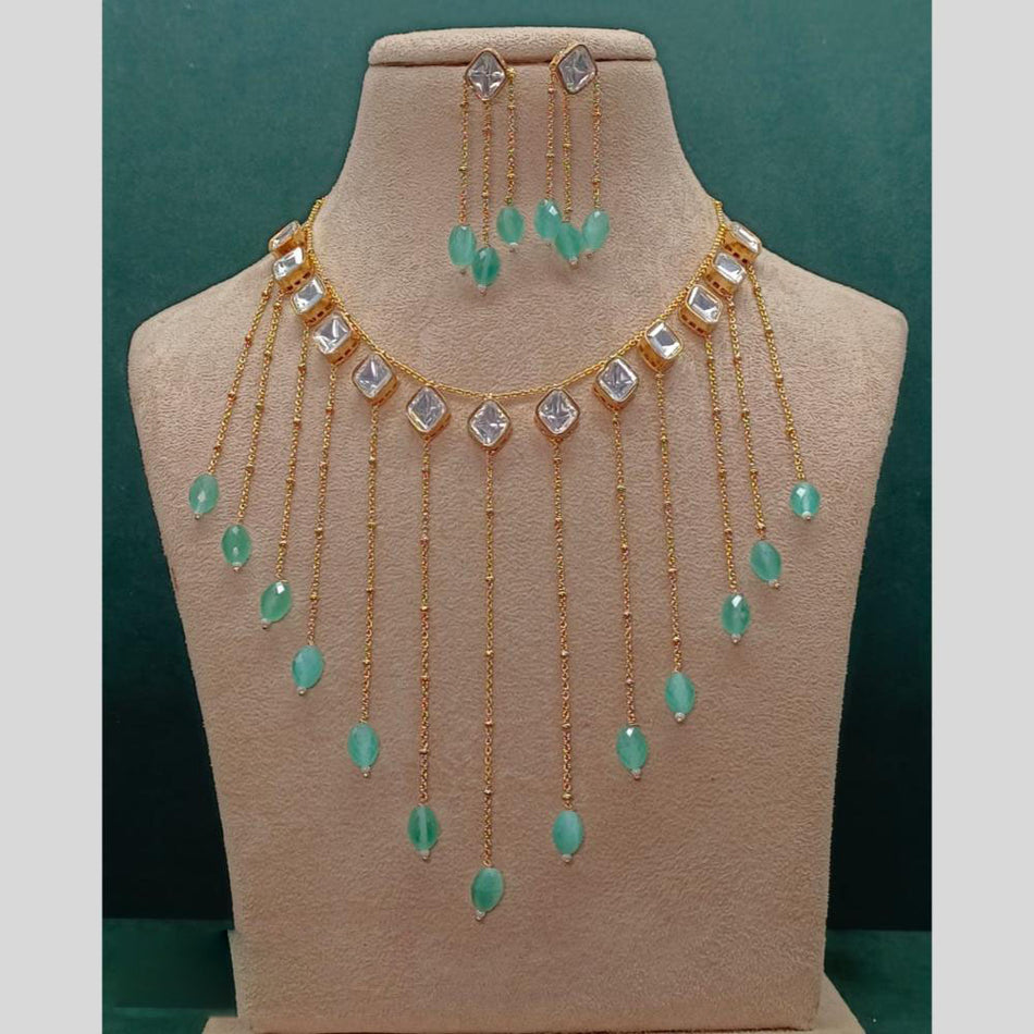 Kundan Necklace in Gold Plated with Polki | Bridal Jewellery India