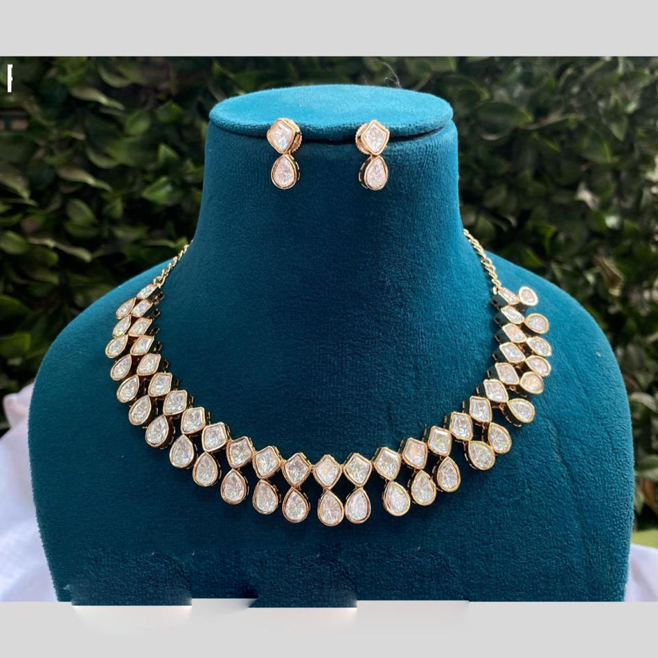 Kundan Necklace Set in Gold Plated with Earrings | Bridal Jewellery India