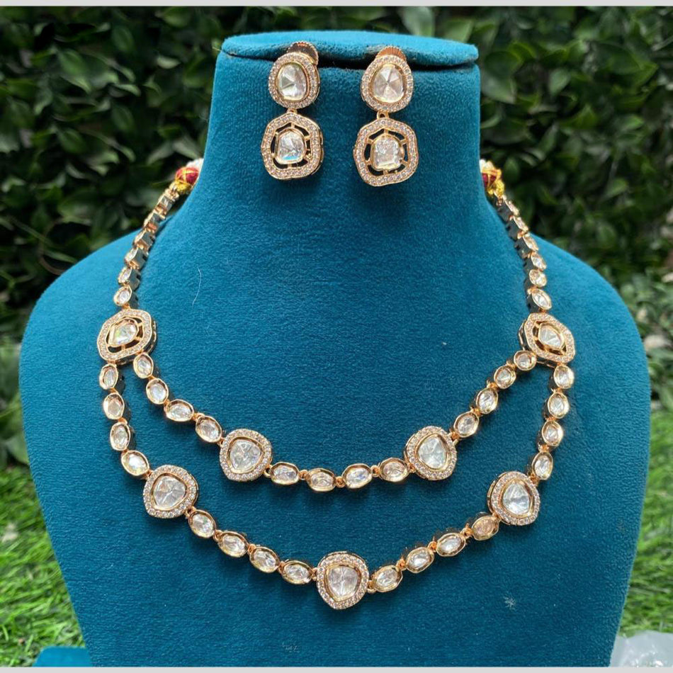 Kundan Necklace in White Gold Plated for Bridal | Bridal Jewellery India