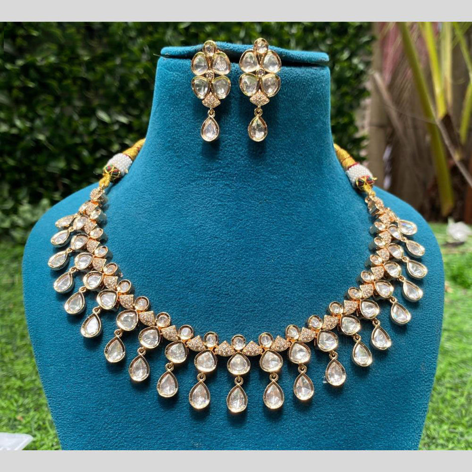 Kundan Choker Necklace in Rose Gold Plated | Bridal Jewellery India