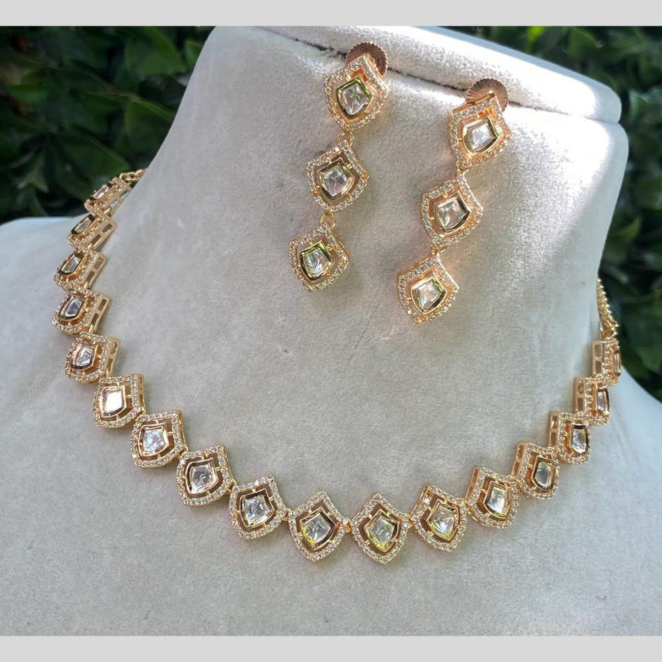 Kundan Necklace in White Gold Plated for Bridal | Bridal Jewellery India