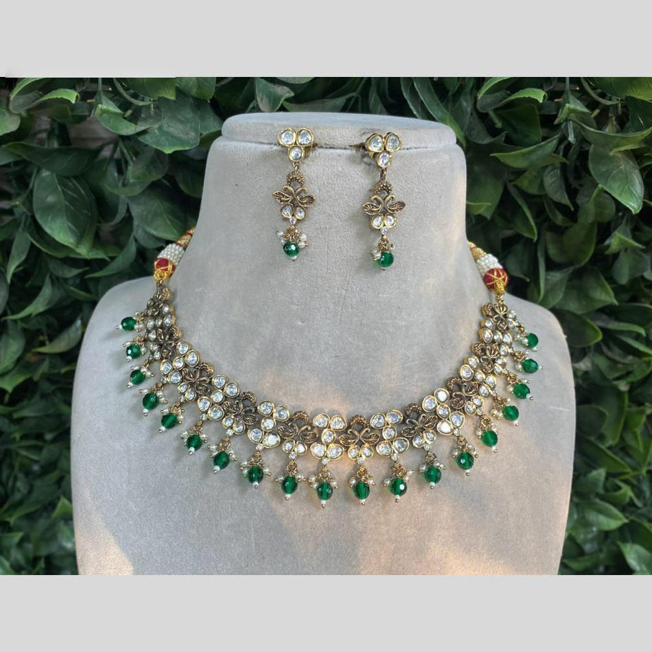 Kundan Necklace in Gold Plated Beads | Bridal Jewellery India