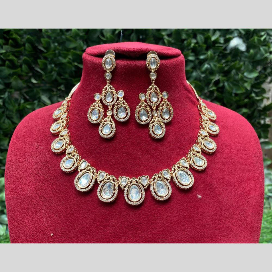 Kundan Necklace in Gold Plated with Dangler Earrings | Bridal Jewellery India