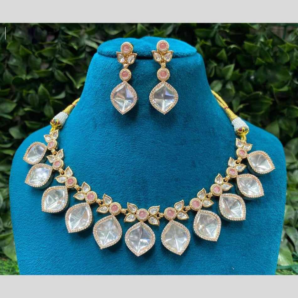 Kundan Choker Necklace in White Gold Plated | Bridal Jewellery India