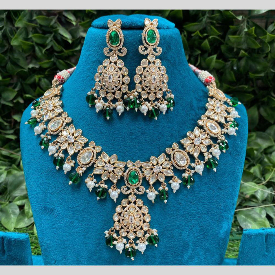 Kundan Choker Necklace in Gold Plated with Polki Gems | Bridal Jewellery India