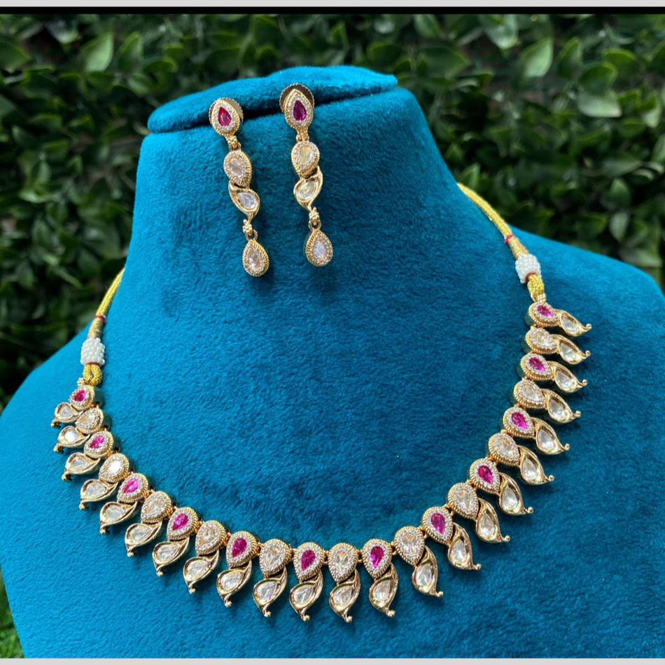 Kundan Choker Necklace in Gold Plated with Polki Stones | Bridal Jewellery India