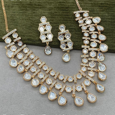 Kundan Necklace Set in Gold Plated with Earrings | Bridal Jewellery India