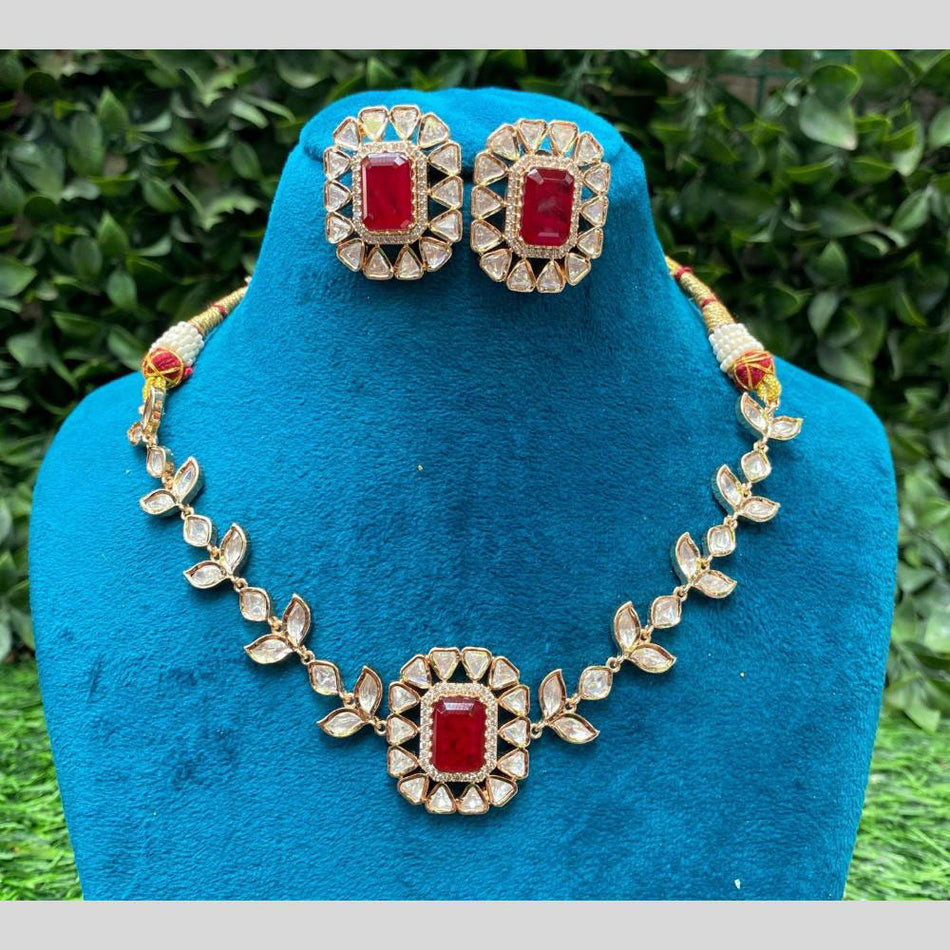 Kundan Necklace in White Gold Plated for Bridal | Bridal Jewellery India