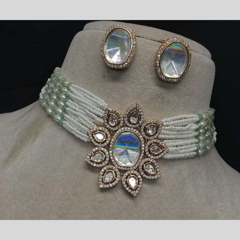 Kundan Choker Necklace in Gold Plated   Sterling Silver | Bridal Jewellery India