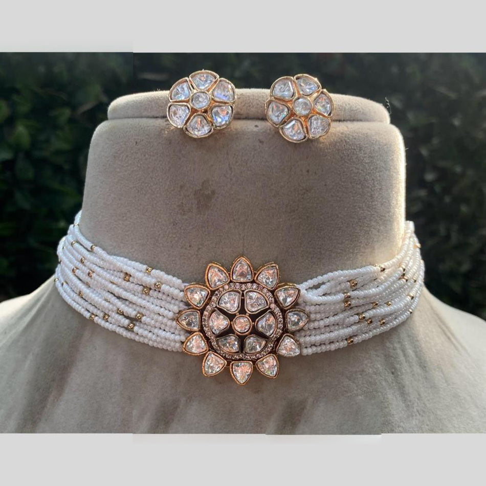 Kundan Choker Necklace in Platinum for Bridal Wear | Bridal Jewellery India