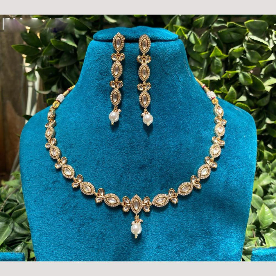 Kundan Necklace in Gold Plated with Beads | Bridal Jewellery India