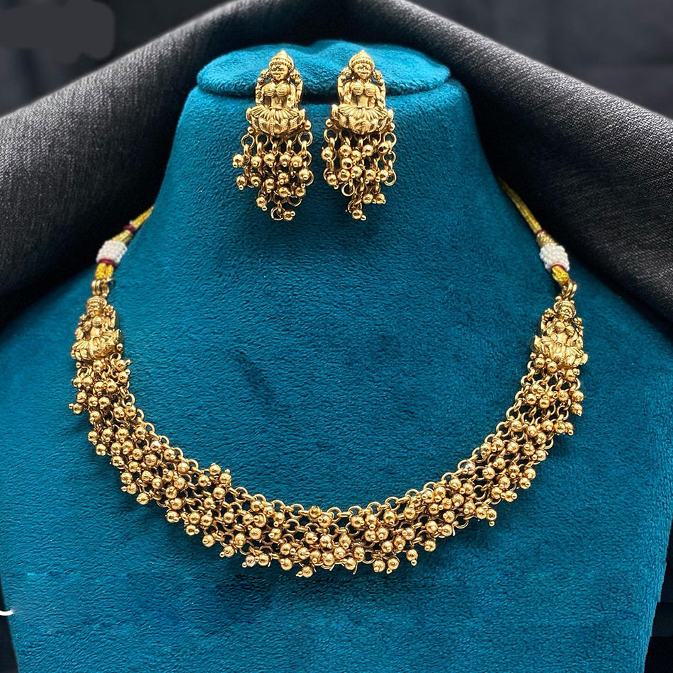 Pearl Temple Necklace in Silver | Bridal Jewellery India