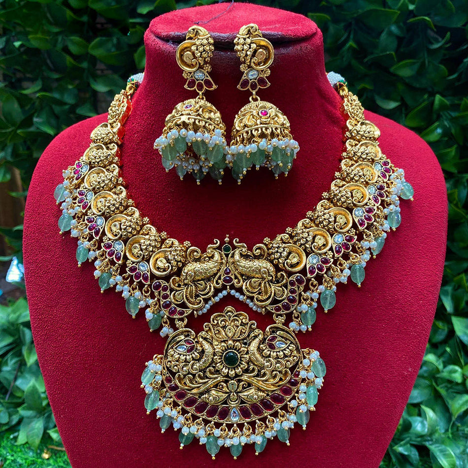 Peacock Necklace in Sterling Silver | Bridal Jewellery India