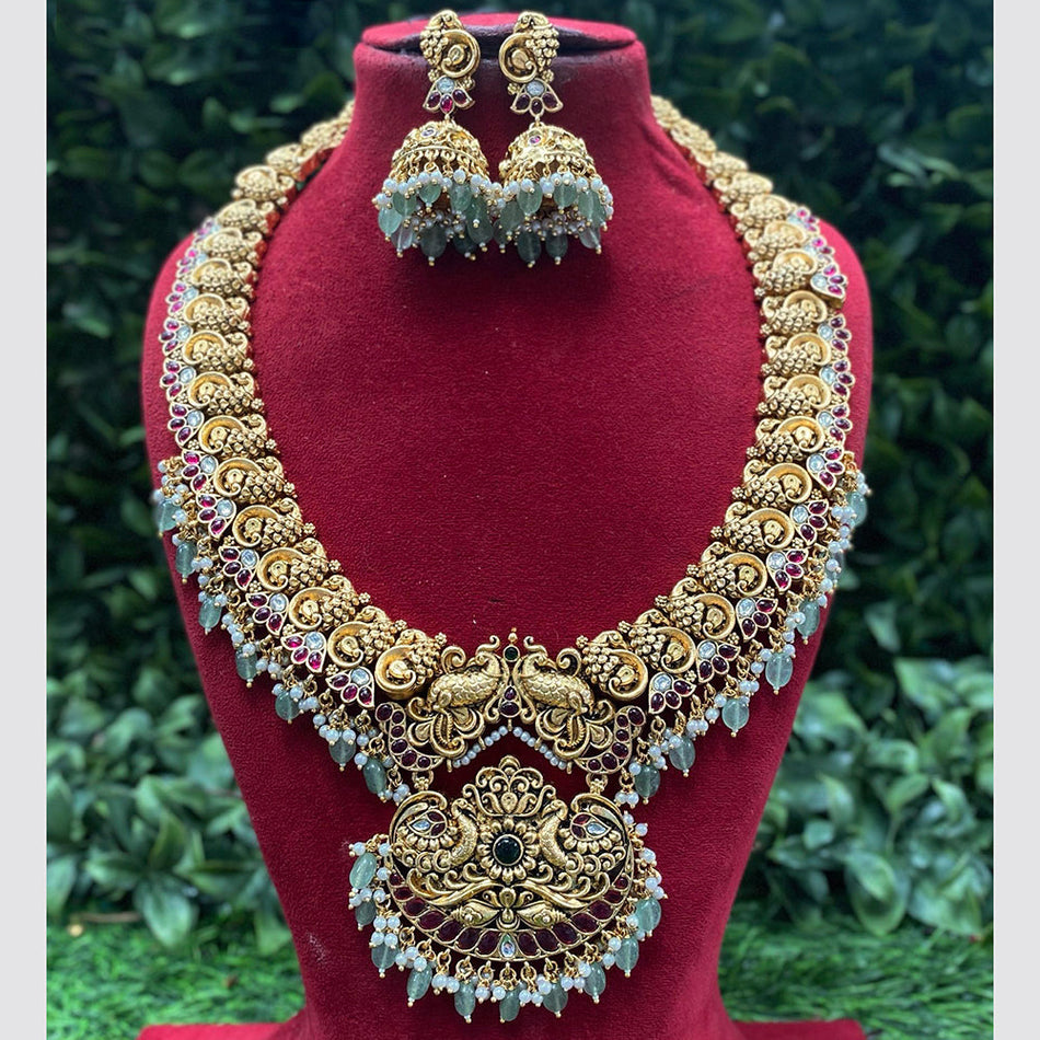 Peacock Stone Necklace in Sterling Silver | Bridal Jewellery India