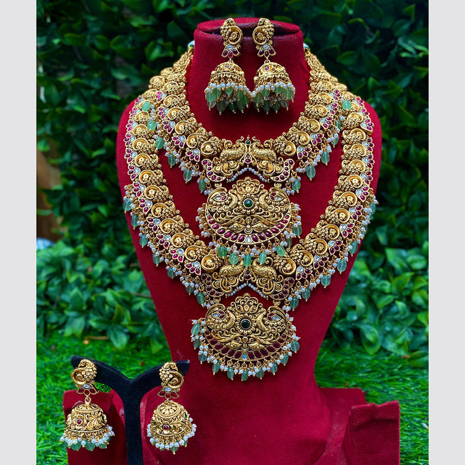 Double Peacock Necklace in Sterling Silver | Bridal Jewellery India