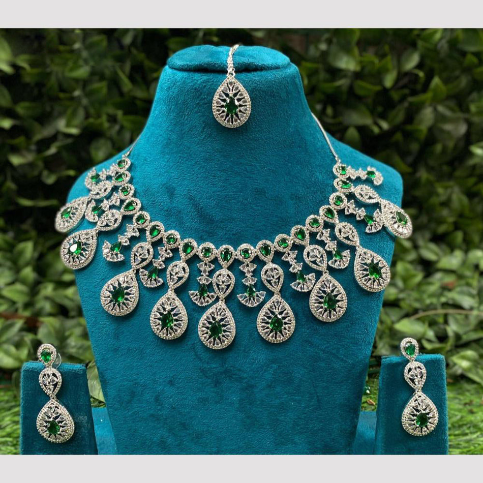 Queen's Light Rose Gold Plated Royal Necklace Set | Bridal Jewellery India
