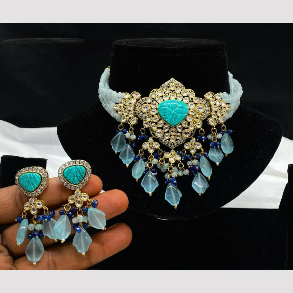 Kundan Choker Necklace in Sterling Silver | Bridal Jewellery India