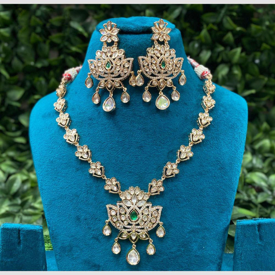 Kundan Choker Necklace in White Gold Plated | Bridal Jewellery India