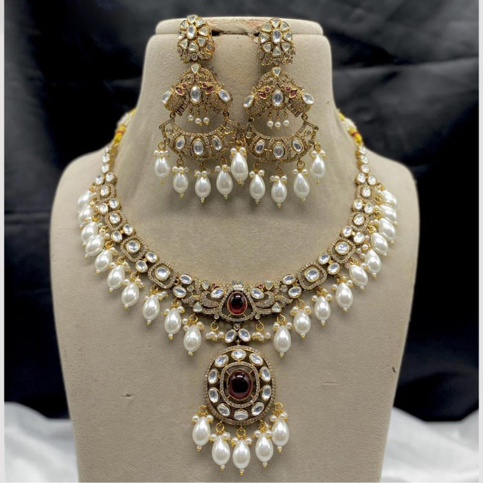 Kundan Necklace in Sterling Silver | Bridal Jewellery India
