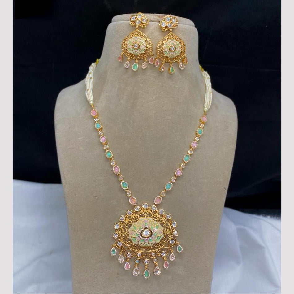 Meenakari Long Necklace in Gold Plated Silver | Bridal Jewellery India