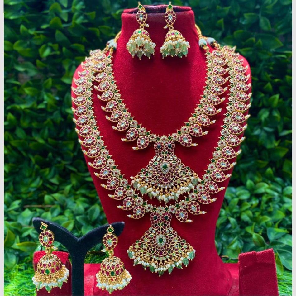 Layers Necklace in White Gold Plated | Bridal Jewellery India