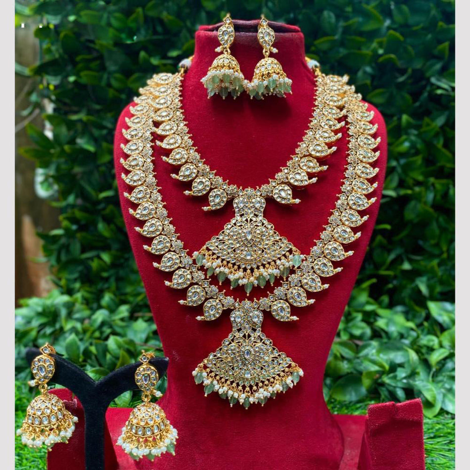 Kundan Double Necklace Set in Gold Plated | Bridal Jewellery India
