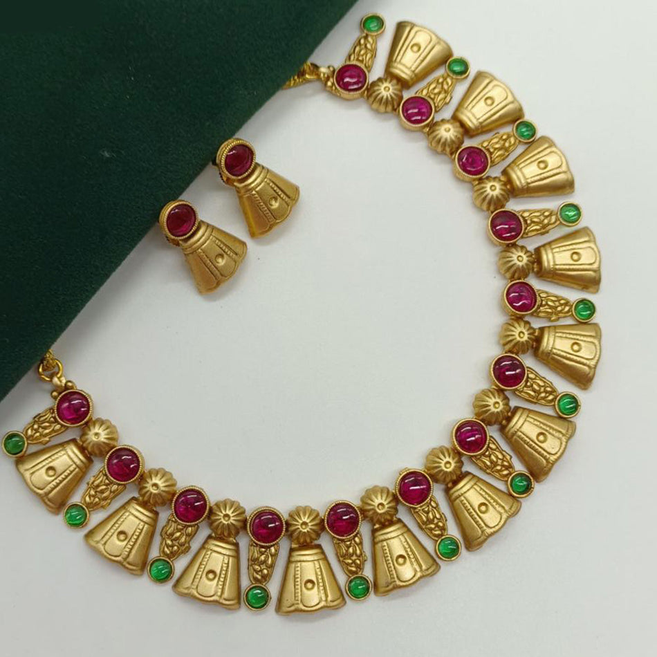 Ethnic Bell Motif Necklace in Gold Tone | Bridal Jewellery India