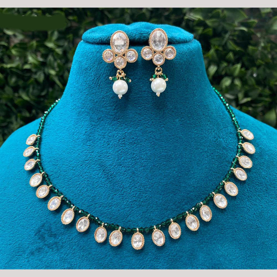 Kundan Choker Necklace in White Gold Plated | Bridal Jewellery India