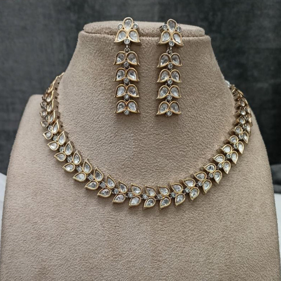 Kundan Choker Necklace in Gold Plated with Polki Stones | Bridal Jewellery India