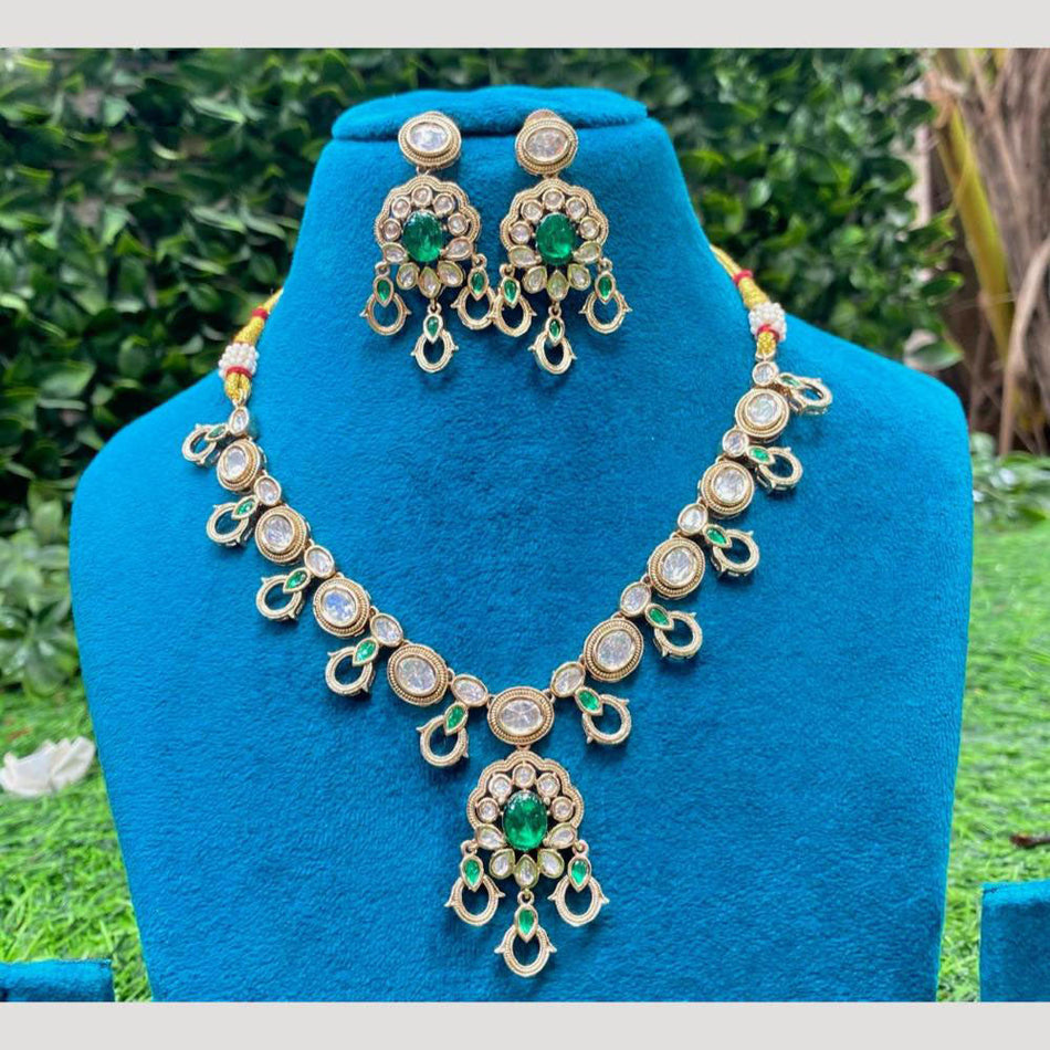 Kundan Necklace in Gold Plated with Polki Stones | Bridal Jewellery India
