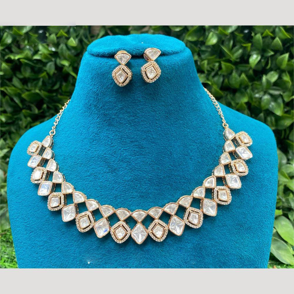 Kundan Choker Necklace in Gold Plated with Polki Stones | Bridal Jewellery India