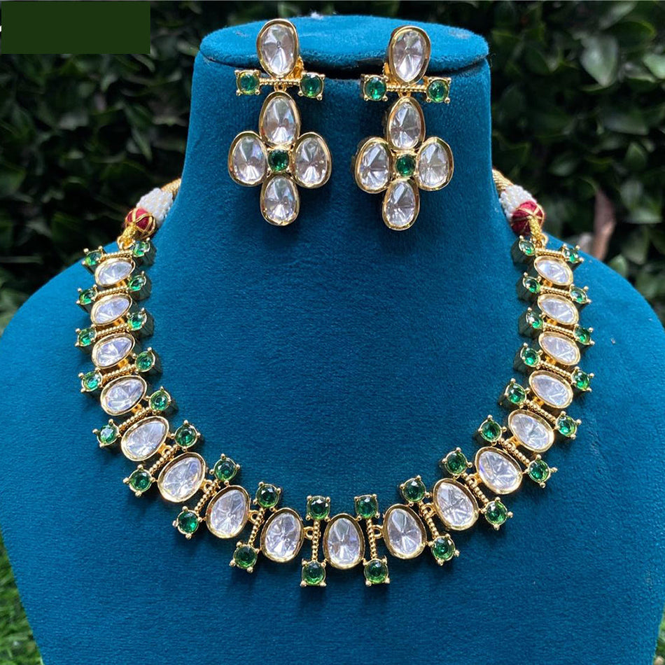 Kundan Necklace in Sterling Silver
Floral Earrings Set for | Bridal Jewellery India